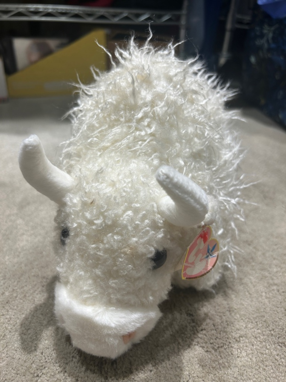Ty White Fluffy Yak Plush